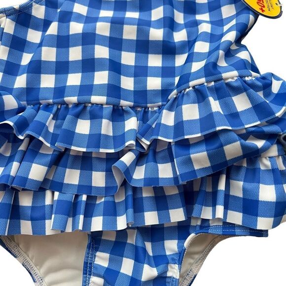 Tuck + Tate blue white gingham ruffle swimsuit baby girl size 3 months - Picture 3 of 5